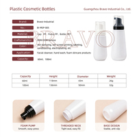Bouteille en plastique PET vide avec pompe moussante, bouteille à pompe à mousse personnalisée avec logo pour nettoyant visage, mousse, emballage de soins de la peau, vente en gros