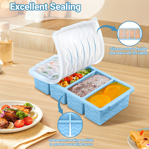 4 cup 500ml lớn Silicone Ice Cube khay Ice Cream Maker Silicone thực phẩm tủ đông khay Ice Cube khay với nắp - Product Image 3