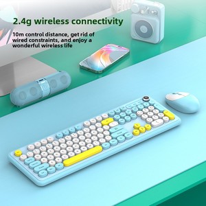 ชุดคีย์บอร์ดและเมาส์<span class=keywords><strong>ไร้</strong></span><span class=keywords><strong>สาย</strong></span> USB 2.4G สไตล์พังก์สีสันสดใส - บางเฉียบ 1600 DPI ขนาดกะทัดรัด ดีไซน์ทันสมัย คุณภาพสูง สำหรับแล็ปท็อป - Product Image 2