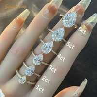 Bague de Mariage Solitaire en Argent Sterling 925 pour Femme, Moissanite Taille Poire, 1 2 3 4 5 6 Carats, Pavé sur l'épaule, Personnalisée, Vente Directe Usine