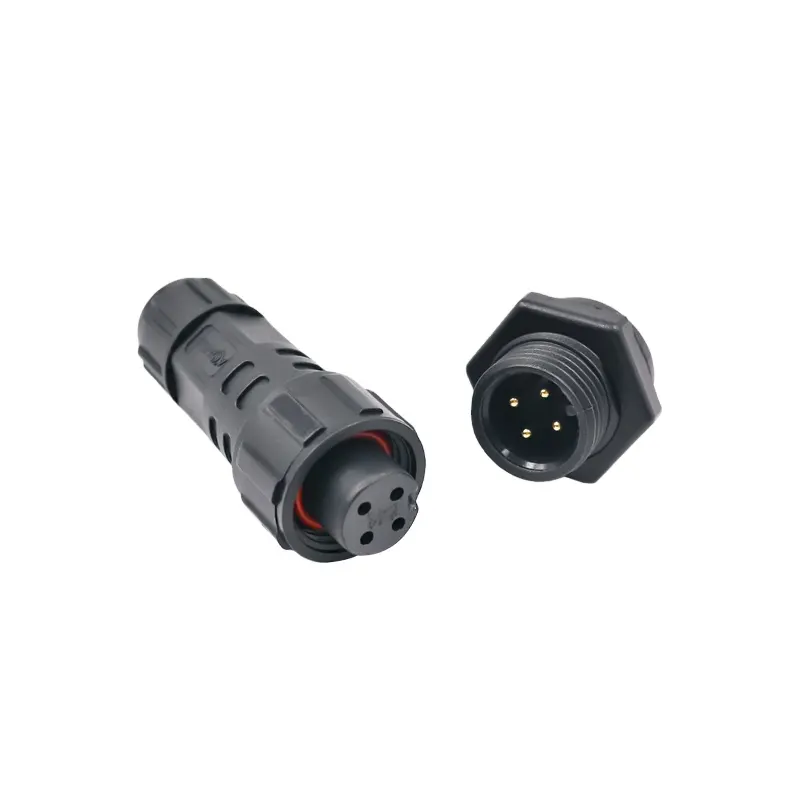 Aohua Front Male Panel Waterproof Connector IP67 4pin M16 Male Female Butt-joint Plug Socket For LED Project Lighting