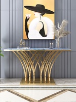 Console de luxe en or, 4 pièces, élégante avec ouverture, Table et miroir, meilleures ventes, CT009