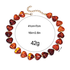 <span class=keywords><strong>Collana</strong></span> Girocollo alla Moda 2026 Nuova Collezione Dolce per Feste, con Cuore in <span class=keywords><strong>Ambra</strong></span> Acrilica Sfaccettata, per Donne e Ragazze - Product Image 5