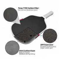 Maßgefertigter Pickleball-Schläger aus Massivem T700 Carbon-Faser 5. Generation 16mm Schaumstoffkern Professioneller Trainingsschläger