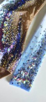 Costume de gymnastique rythmique dégradé pour femme, haute élasticité, maille brillante mystique, manches longues, couleur personnalisée, tenue de scène