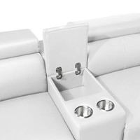 Canapé d'angle électrique en cuir en forme de L, inclinable, pour cinéma, avec table basse moderne extensible et rangement, idéal pour appartement et salon