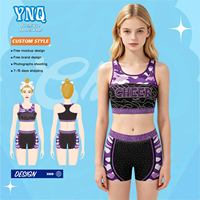 Ensemble de shorts et soutien-gorge en spandex personnalisé par sublimation pour filles, confortable, pour équipes de danse et uniformes de cheerleading