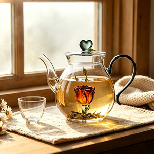 <span class=keywords><strong>Théière</strong></span> en verre borosilicate avec infuseur à thé intégré en forme de rose 3D, couvercle en forme de cœur, résistante à <span class=keywords><strong>la</strong></span> chaleur, <span class=keywords><strong>théière</strong></span> transparente pour thé en feuilles - Product Image 1