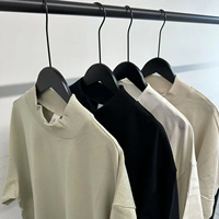 T-shirt Oversize en Coton Uni 280 g/m² Pro Club pour Hommes, T-shirt Lourd Personnalisé avec Col Montant et Impression en Relief pour Hommes