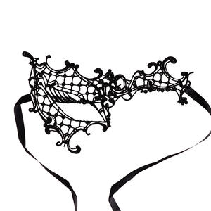 หน้ากากปาร์ตี้,หน้ากากปิดตาครึ่งหน้าผ้าลูกไม้สุดเซ็กซี่สีดำ - Product Image 2