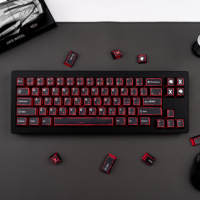 Capuchons de touches rouges style manga/samouraï, minimalistes, profil Cherry, en PBT par sublimation pour clavier mécanique 61/64/68 touches