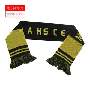 Custom Soccer Football Team Clubs Double Sided Fan Knit Winter Scarf Hat Scarfs Acrylic Both Sides Knitted Fans Cheering