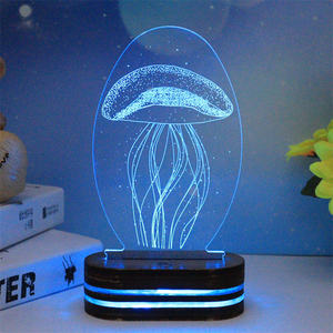 Lampe LED 3D en acrylique en forme d'<span class=keywords><strong>ours</strong></span> et de cœur, design personnalisé, veilleuse pour bébé, éclairage de sommeil - Product Image 1