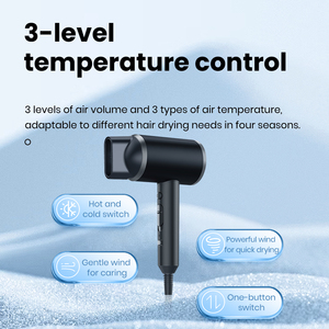ไดร์เป่าผมพกพาคุณภาพสูง พร้อมประจุลบ 1800W ดูแลเส้นผมได้ทั้งแบบร้อนและเย็น ไดร์เป่าผมความเร็วสูงแบบปรับแต่งได้ - Product Image 3