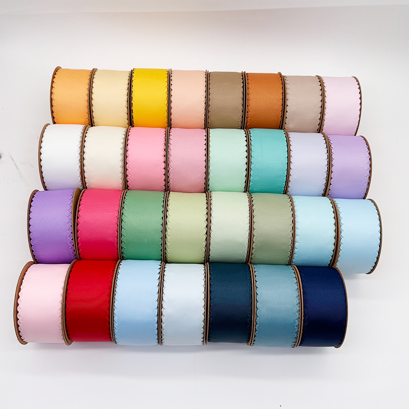 Luxury Wholesale Ribbon Personalized 1.5 Inch Wavy Edge Grosgrain Ribbon Custom Gift Boxes Designer Packaging Color Ribbon