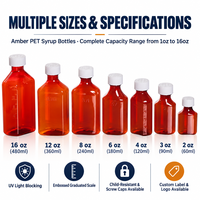 Bouteille ovale en plastique ambré personnalisée de 1 oz, 2 oz, 3 oz, 4 oz, 6 oz, 8 oz, 12 oz, 16 oz pour médicaments liquides, sirop contre la toux, avec bouchon à vis