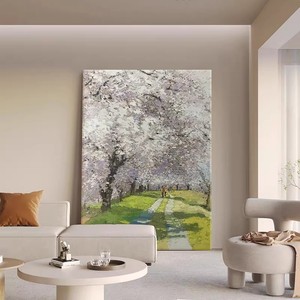 Pintura impresionista en lienzo, impresión rectangular grande, estilo de jardín Monet, para decoración de entrada de sala de estar - Product Image 2