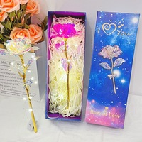 Bouquet de roses artificielles colorées, fleur éternelle lumineuse, ornement décoratif, accessoire photo, cadeau pour la Saint-Valentin Qixi