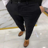 Costumes pour hommes européens et américains pantalons d'hiver Micro élastique coupe ajustée Leggings couleur unie Plaid affaires pantalons décontractés