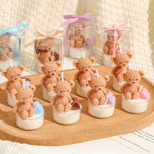 Romantic Teddy Bear Heart Decor Soy Wax Candle Clear Glass Cup Packaged In <b>Gift</b> <b>Box</b> Birthday Souvenir Table Ornament - Product Image 4