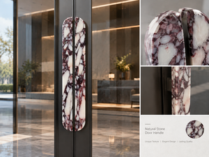 Luxury CNC Precision Cut Natural Stone Handmade Artistic Calacatta Viola <strong>Marble</strong> Cabinet Door Knob Drawer Pull <strong>Handle</strong> For Villa - Product Image 3