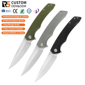 Couteau de chasse pliable de poche professionnel pour le camping en plein air, fabriqué en acier 8cr14 avec manche en G10, usine certifiée BSCI, OEM - Product Image 1
