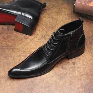 Mocasines de Hombre de Moda Impermeables con Punta en Pico, Parte Superior de Cuero Vacuno Suave, Cierre con Cordones, para Otoño, Banquetes Sociales, con Plataforma - Product Image 5