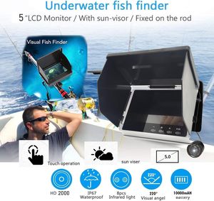 Caméra de <span class=keywords><strong>pêche</strong></span> sous-marine JXI 5 pouces avec écran LCD, étanche IP68, vision nocturne, détecteur de poissons visuel, pare-soleil, commande tactile, portable - Product Image 2