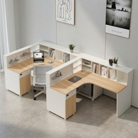 Bureau de travail modulaire d'angle pour employés avec prise double intégrée, poste de travail pour plusieurs personnes en espace ouvert