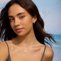 Collier pendentif couronne superposé en argent sterling 925 plaqué or pour femme Gemnel