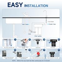 Penyaring air wastafel Alkaline, pemurni air Manual 28000 galon 1100 tingkat aliran GPD, sistem pemurni air rumah tangga