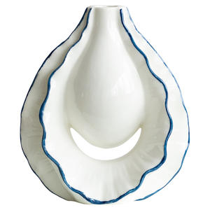 Vaso in Porcellana Cinese Fatto a Mano con Disegno Blu Creativo e Bocca Filettata <span class=keywords><strong>per</strong></span> Decorazione Casa e Soggiorno - Product Image 1