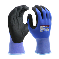 Gants de travail MaxiPact 15 Gauge en nitrile bleu avec revêtement sable, antidérapants, respirants, imperméables, paume en nylon et spandex, pour la construction et la sécurité