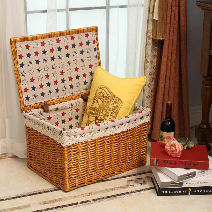 Wholesale Wicker Small Brown Cover Wicker Closet Storage Basket Clutter ...