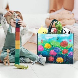 Sacs de courses réutilisables, grands sacs pliables en tissu non tissé avec motif de papillons et de fleurs pour les courses, capacité de 50 lb - Product Image 2