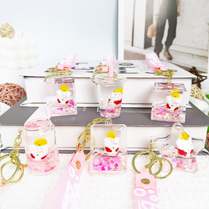 พวงกุญแจอะคริลิกรูปช้างน้อยน่ารัก พร้อมของเหลวเคลื่อนไหว - พวงกุญแจ, ของขวัญเสริมโชคสำหรับกระเป๋าเป้ กระเป๋าถือ กุญแจรถ - Product Image 1