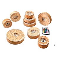 Lampe de table LED d'ambiance en bois, alimentée par USB, blanc chaud, télécommande, design à effet d'ondulation de l'eau, chambre à coucher, salon, restaurant, CE RoHS