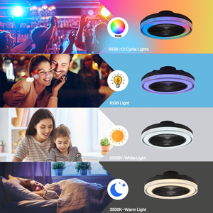 インテリジェント北欧スピーカーRGB可変周波数サイレント統合天井ファンライトオーディオ付きレストラン用リビングルーム - Product Image 5