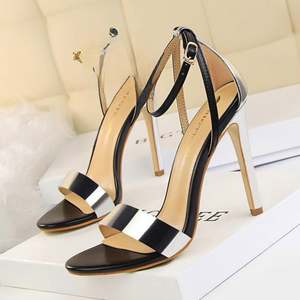 Fashion Ultra High Heels Ladies Shoes with Patent Leather <strong>Open</strong> Toe Word Belt <strong>Sandals</strong> for Summer Sexy Nightclub - Product Image 4