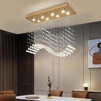 TSINYE Éclairage de luxe de haute qualité Table à manger rectangulaire Cristal Raindrop luminairesuspen moderne maison Lustre Pendentif