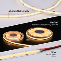 Lampu Strip LED COB Ultra Terang Tanpa Titik 528LED/m 3000K/4000K/6500K DC24V untuk Dekorasi Hotel yang Dapat Disesuaikan
