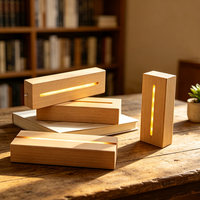 Base de lampe LED en bois USB, support de veilleuse en acrylique, présentoir rectangulaire, support de lampe 3D en bois, base de lampe de table avec logo, décoration de chambre