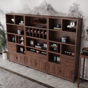 Estante de exhibición de <span class=keywords><strong>madera</strong></span> maciza de estilo neo-chino combina Olmo antiguo de nogal negro que sirve como estante de almacenamiento de estantería - Product Image 6