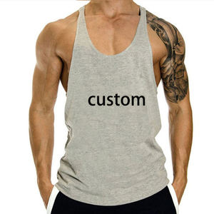 Men's Sports Tank <b>Top</b> Muscle Training Trendy <b>Sleeveless</b> T-Shirt Cotton Gym Stringer Vest Customizable Logo - Product Image 5