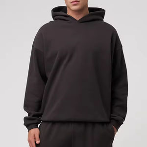 Sudadera con capucha para hombre con hombros caídos y algodón en blanco de fabricante - Product Image 3