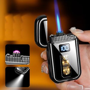 Encendedor eléctrico <span class=keywords><strong>y</strong></span> <span class=keywords><strong>butano</strong></span> recargable de doble llama, cuerpo de metal a prueba de viento, logotipo personalizado disponible - Product Image 4