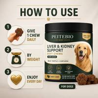Complément alimentaire pour chiens : Soft Chews de soutien hépatique et rénal avec Chardon-Marie, Curcumine, saveur dinde, 90 comprimés en forme de patte, 9,5 oz