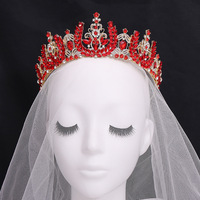 Diadème de Mariage et Anniversaire pour Femme, Couronne de Reine de Bal, Diadème de Princesse, Orné de Diamants, Cristaux et Émeraudes, Plaqué Or