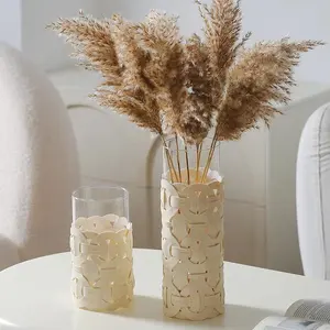 Vas kaca kreatif baru terlaris dekorasi meja rumah vas kaca bunga kulit