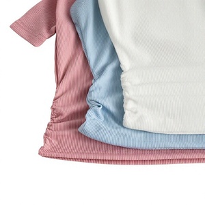 Hoodie court à manches courtes en polyester/coton 160g, imprimé avec logo personnalisé, pour femme, mignon, décontracté, tricoté, écologique, respirant, toutes saisons - Product Image 4